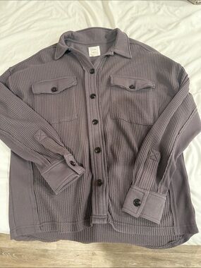 Women’s Textured Button-Front Overshirt Jacket